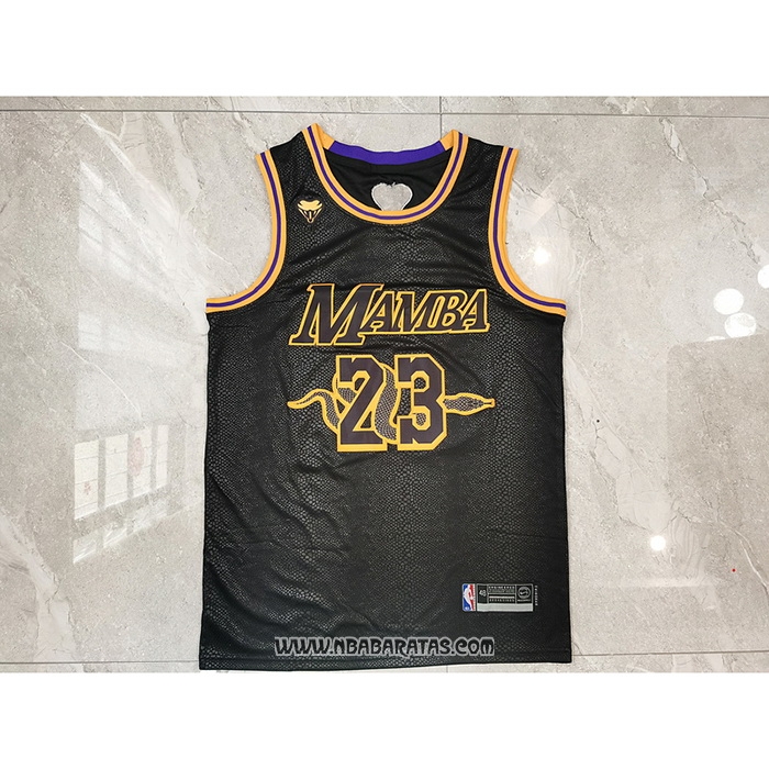 Camiseta Los Angeles Lakers Lebron James #23 Black Mamba Negro